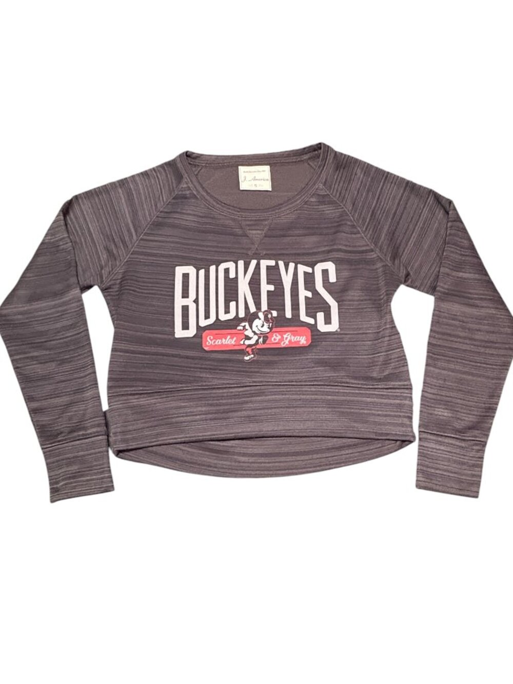 J. America Ohio State Buckeyes Dark Gray Cropped Sweatshirt Womens Small